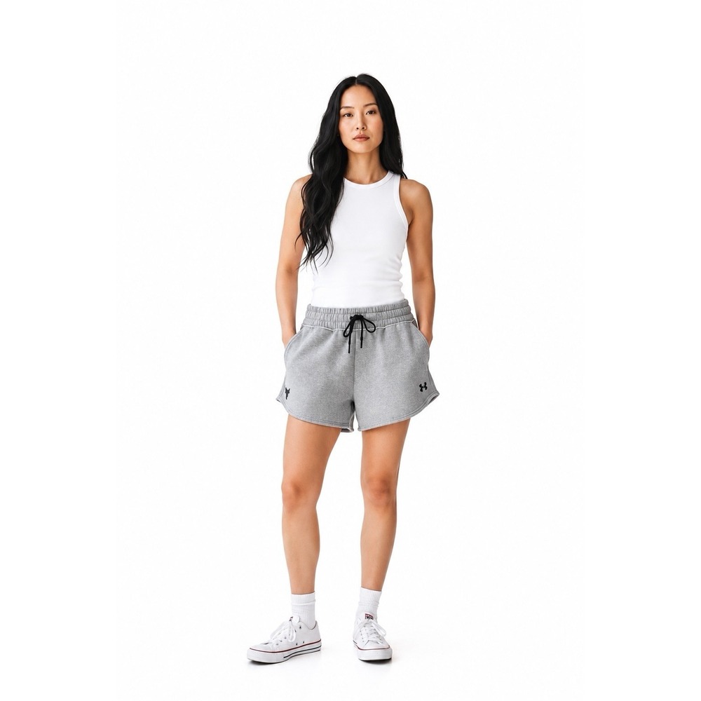 Under Armour Project Rock Gray Fleece Shorts Women's Small Pockets Athletic Gym